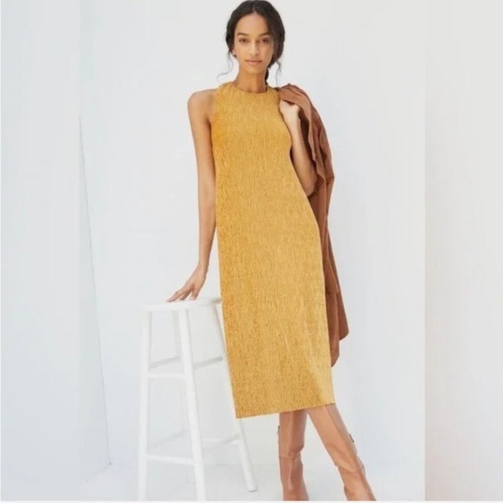 Mauve by Anthropologie Gold Adrienne Twist Back Velvet Dress size xsmall.